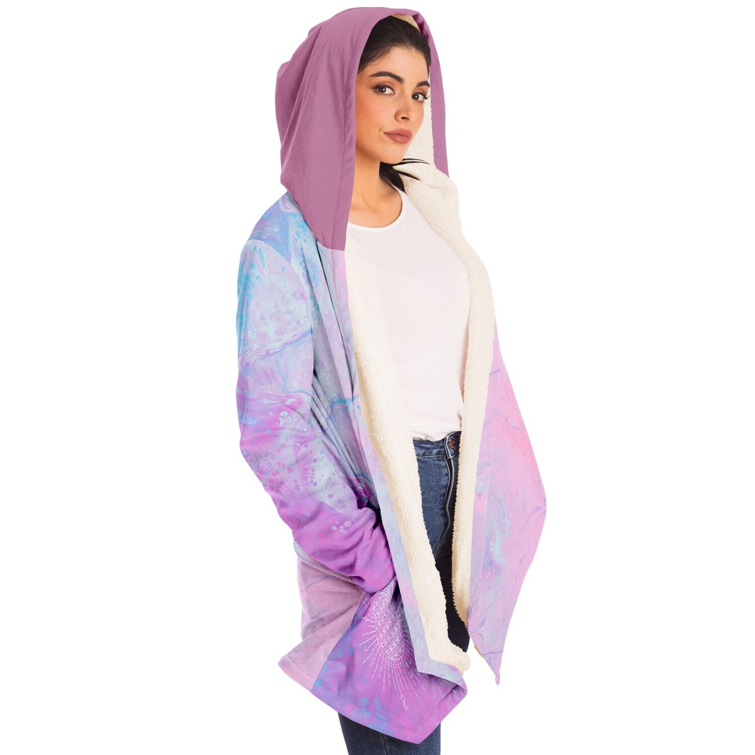 Soul Star Chakra Mandala Microfleece Hooded Cloak