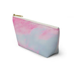 Load image into Gallery viewer, Goddess Swag Bag Mini Ethereal Dream Pastel cotton candy colors with goddess swag written sanskrit style in deep purple.  Item can be used as accessory pouch, makeup bag or cosmetic bag. Goddess Swag wording is on one side of the bag only. There is an option of a black or a white zipper, and a large or a small bag.

