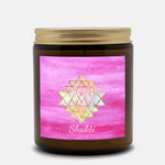 Load image into Gallery viewer, Shakti Coconut Soy Vegan Candle in an Amber Jar 9oz by Goddess Swag. Hand Poured. Toxin-free. Paraben-free. Phthalate-free.
