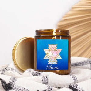 Shiva Coconut Soy Vegan Candle in an Amber Glass Jar 9oz by Goddess Swag. Hand Poured. Toxin-free. Paraben-free. Phthalate-free.