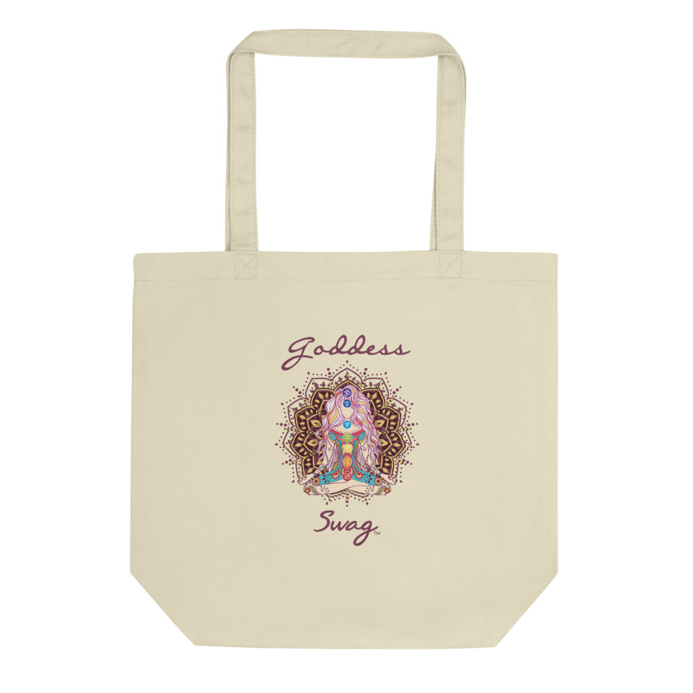 Goddess Swag™ Small Eco Tote Bag organic cotton with mandala and chakra design 