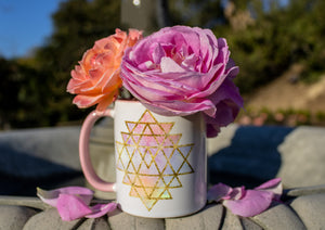 Goddess Swag™ Cosmic Powers Sri Yantra Ceramic Coffee Mug Pink 11 Ounce ~ great for work or home!