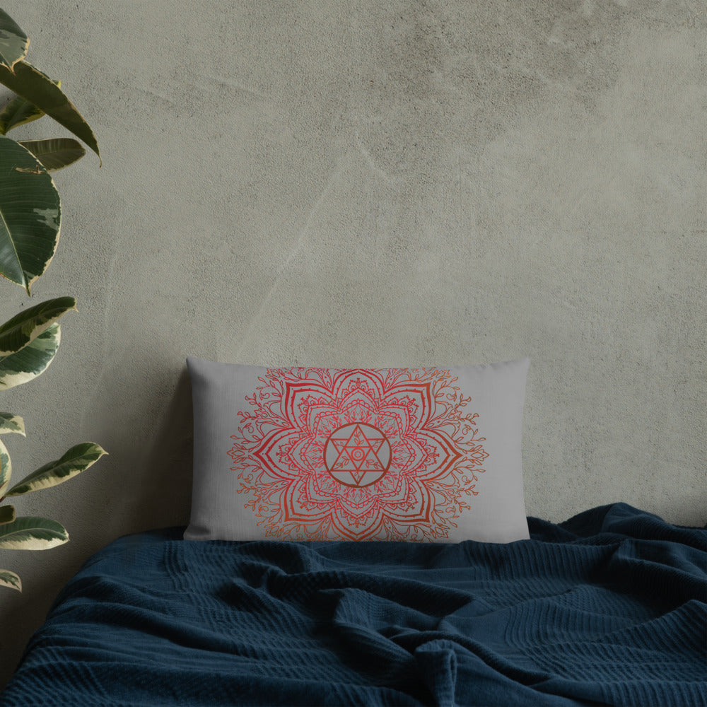 Goddess Swag Earth Star Chakra Mandala Lumbar Throw Pillow 20" x 12" ~ Sacred Geometry Home Decor