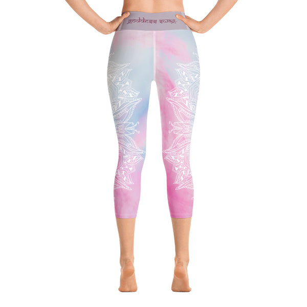 Ethereal Heart Chakra Mandala Capri Leggings by Goddess Swag