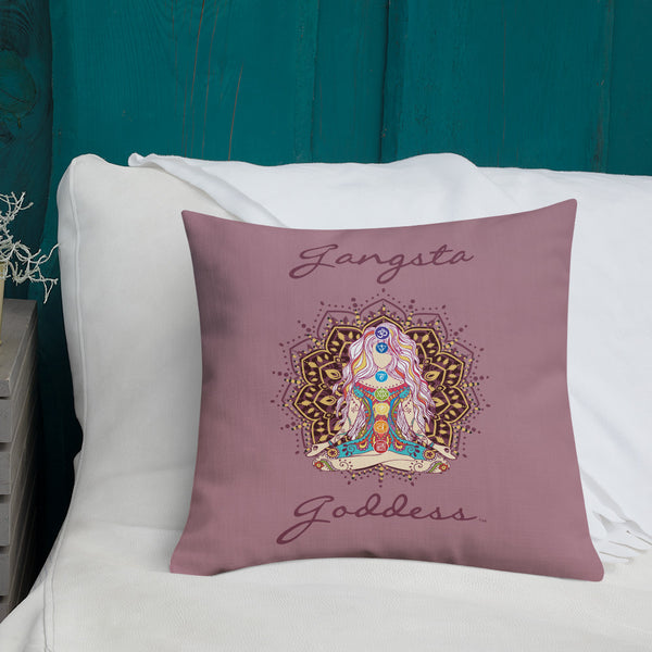 Gangsta Goddess Throw Pillow Rose with Chakra Mandala design 18x18