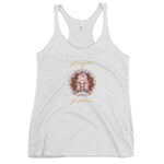 Load image into Gallery viewer, Gangsta Goddess The Next Level 6733 racerback tank is soft, lightweight, and form-fitting womens racerback tank top design is a goddess in lotus position with chakras showing and mandala behind her by Goddess swag
