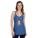 Load image into Gallery viewer, Gangsta Goddess The Next Level 6733 racerback tank is soft, lightweight, and form-fitting womens racerback tank top design is a goddess in lotus position with chakras showing and mandala behind her by Goddess Swag
