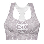 Load image into Gallery viewer, mystic 77 heart chakra mandala design longline sports bra top by goddess swag

