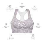 Load image into Gallery viewer, mystic 77 heart chakra mandala design longline sports bra top by goddess swag
