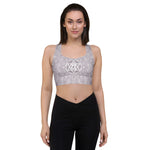 Load image into Gallery viewer, mystic 77 heart chakra mandala design longline sports bra top by goddess swag
