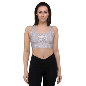 mystic 77 heart chakra mandala design longline sports bra top by goddess swag