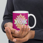 Load image into Gallery viewer, Goddess Swag Cosmic Powers Sri Yantra Ceramic Coffee Mug Dark Pink 11 Ounce
