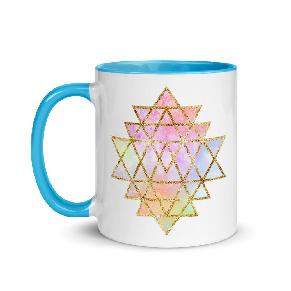 Goddess Swag™ Cosmic Powers Sri Yantra Ceramic Coffee Mug Blue 11 Ounce ~ great for work or home!