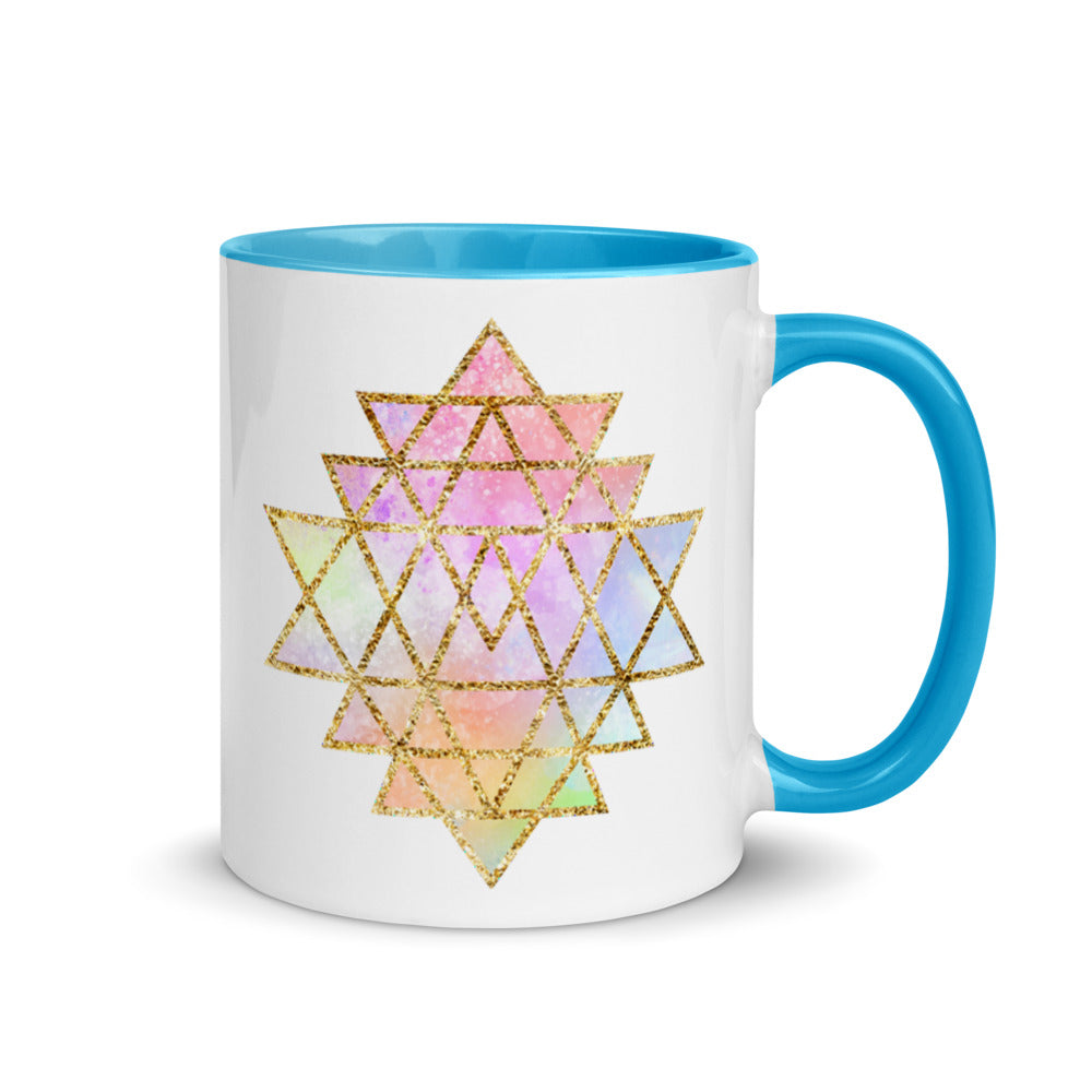 Goddess Swag™ Cosmic Powers Sri Yantra Ceramic Coffee Mug Blue 11 Ounce ~ great for work or home!