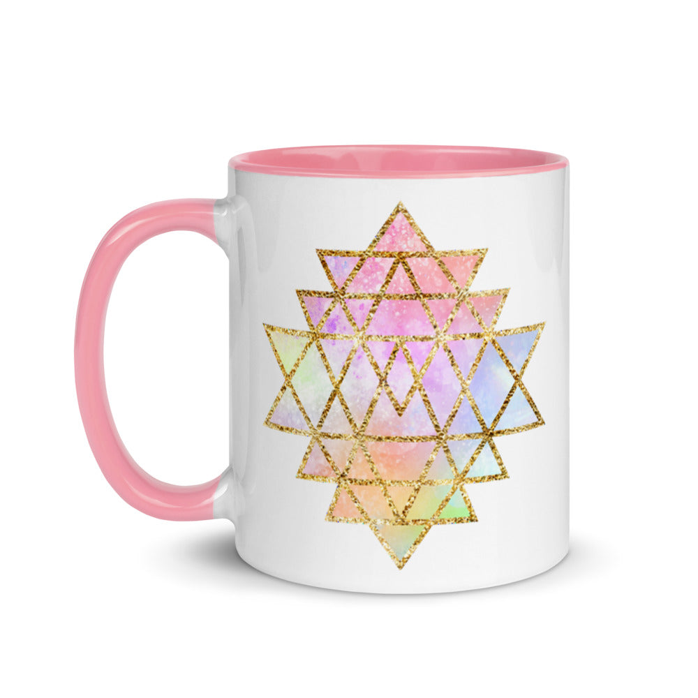 Goddess Swag™ Cosmic Powers Sri Yantra Ceramic Coffee Mug Pink 11 Ounce ~ great for work or home!