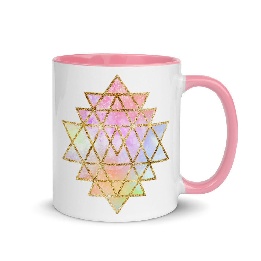 Goddess Swag™ Cosmic Powers Sri Yantra Ceramic Coffee Mug Pink 11 Ounce ~ great for work or home!