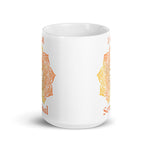 Load image into Gallery viewer, Goddess Swag I am Sensual Sacral 2nd Chakra with Mandala and Ceramic white coffee mug 15 ounce orange writing
