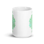 Load image into Gallery viewer, Goddess Swag I am Truth 4th heart Chakra with Mandala and Ceramic white coffee mug 15 ounce green writing
