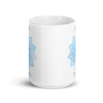 Load image into Gallery viewer, Goddess Swag I am Truth 5th throat Chakra with Mandala and Ceramic white coffee mug 15 ounce blue writing
