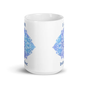 Goddess Swag I am intuitive third eye 6th Chakra with Mandala and Om Symbol Ceramic coffee mug 15 ounce