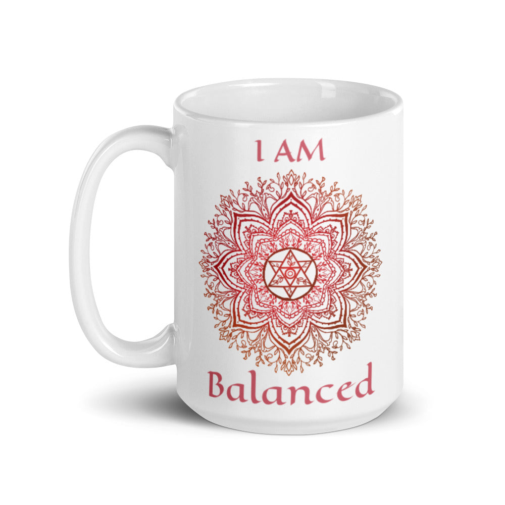 Goddess Swag new chakra mug collection. I am balanced Earth Star Chakra Mandala Ceramic coffee mug 15 ounce