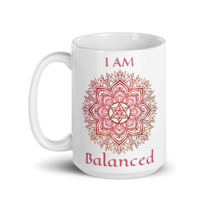 Goddess Swag new chakra mug collection. I am balanced Earth Star Chakra Mandala Ceramic coffee mug 15 ounce